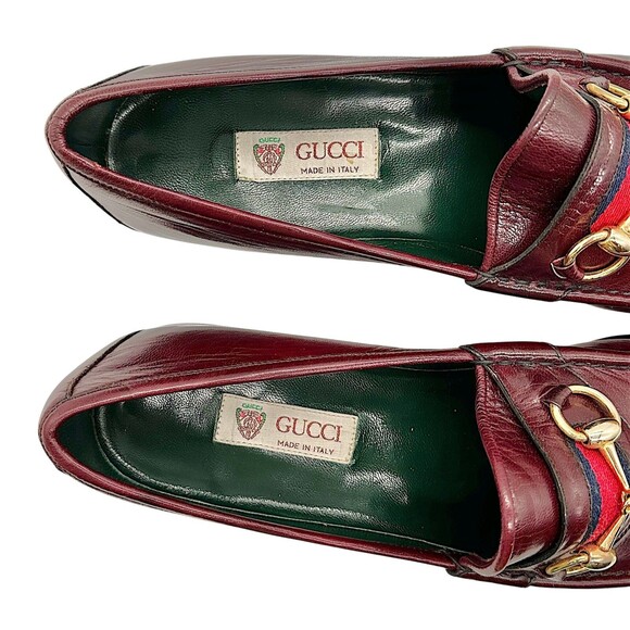 NOS Vintage GUCCI Leather 1953 Horsebit Web Striped Men's Loafers EU48 - Picture 10 of 16